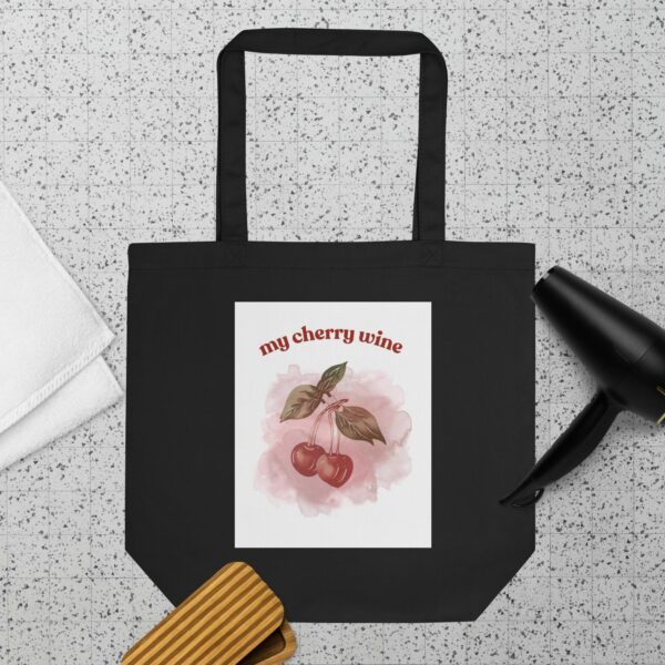 Cherry Wine Aesthetic Black Tote Bag – Eco-Friendly & Stylish