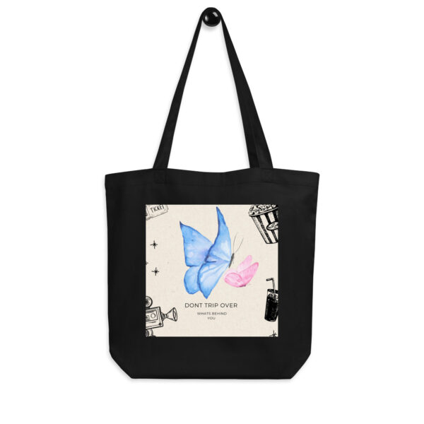 Blue Butterfly Aesthetic Black Tote Bag – Dreamy & Feminine Vibes