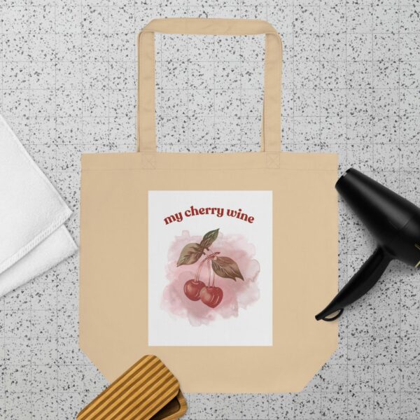 Cherry Wine Aesthetic Black Tote Bag – Eco-Friendly & Stylish - Image 2