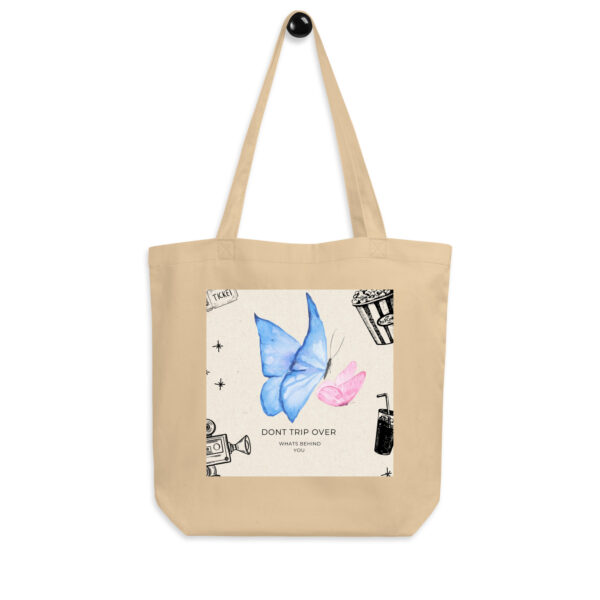 Blue Butterfly Aesthetic Black Tote Bag – Dreamy & Feminine Vibes - Image 2